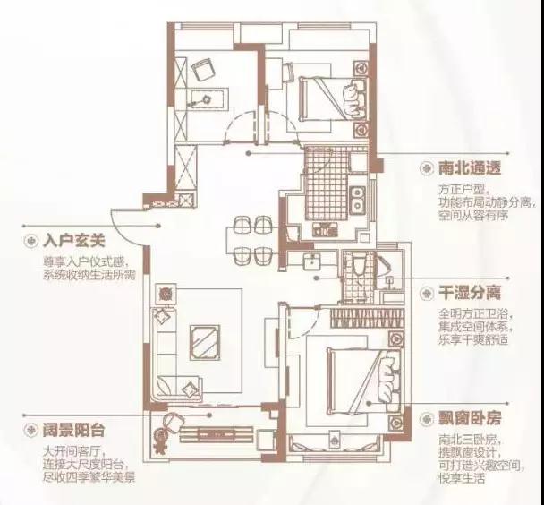 150㎡戶型四間朝南,一個創(chuàng)新的戶型,我不允許它有1㎡的浪費。